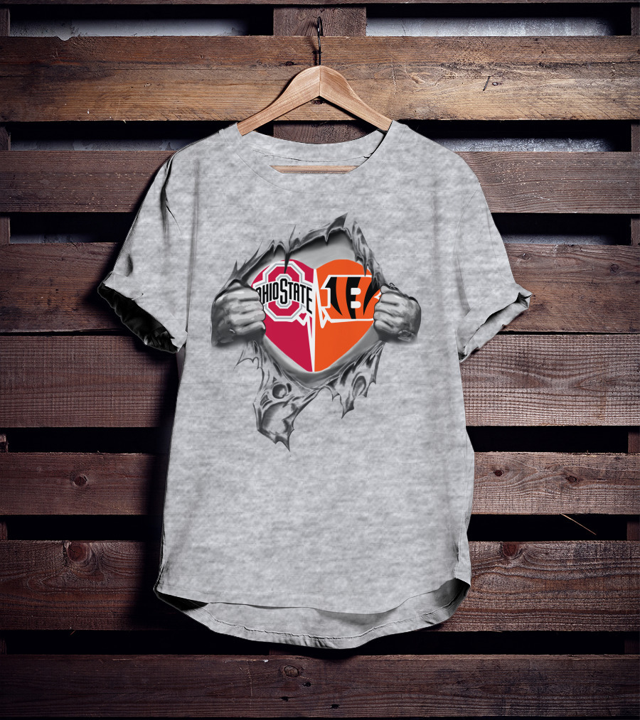 Ohio State Bengals Heart Peeking Through T-Shirt