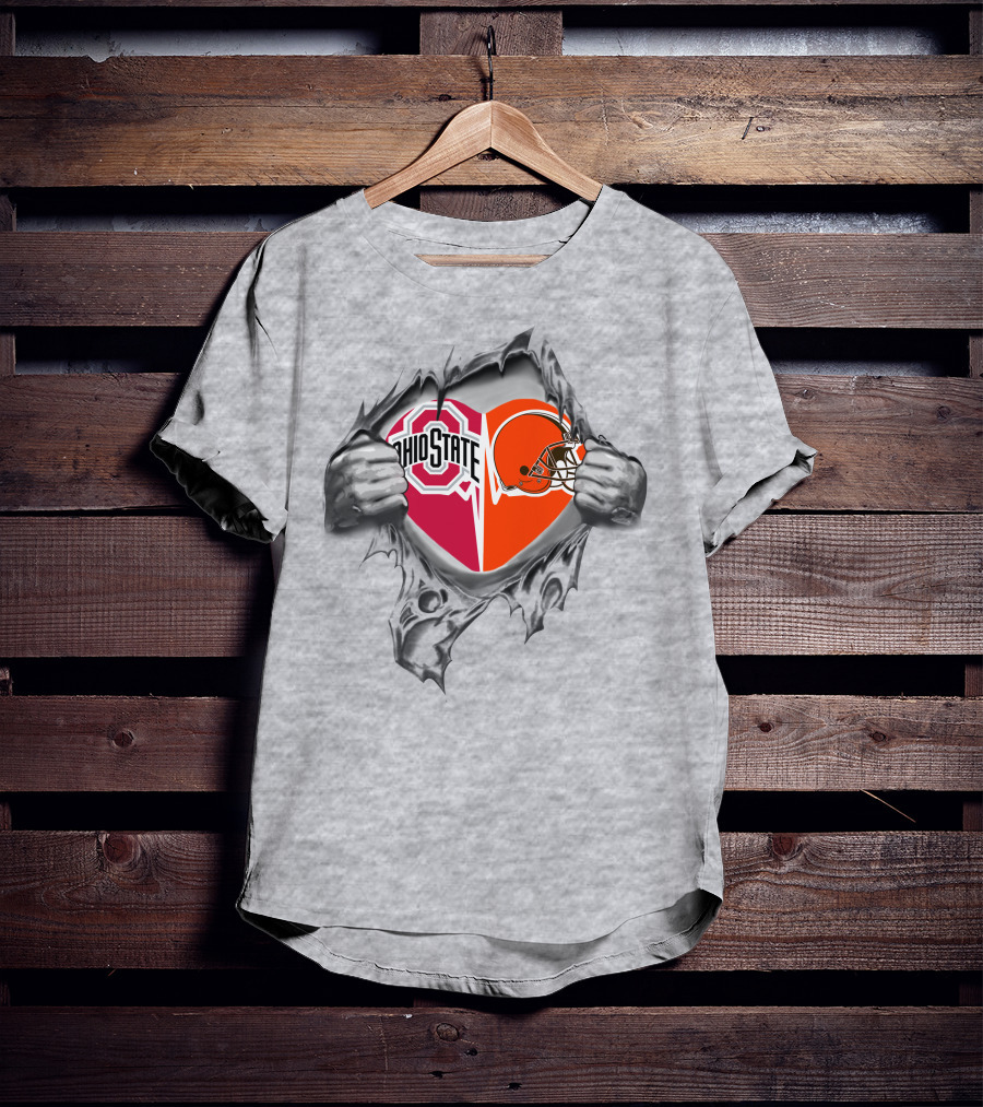 Ohio State Buckeyes Cleveland Browns Heart Inside My Heart T-Shirt