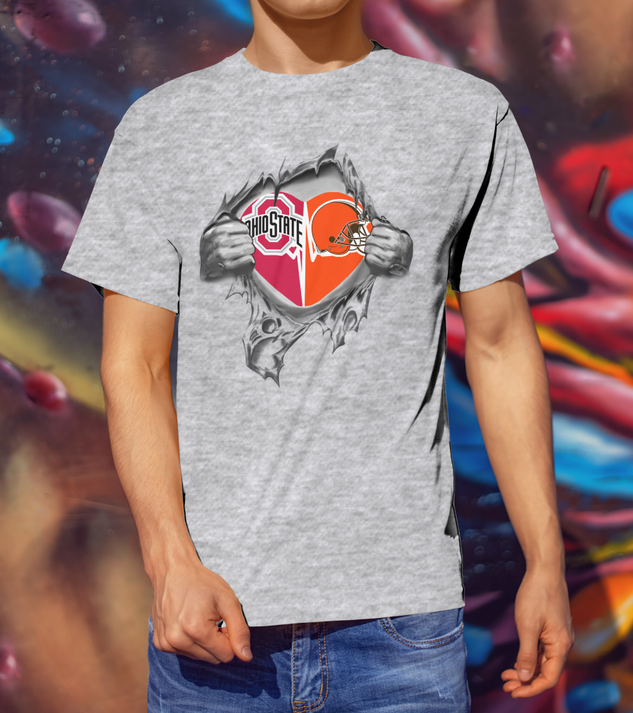 Ohio State Buckeyes Cleveland Browns Heart Inside My Heart T-Shirt
