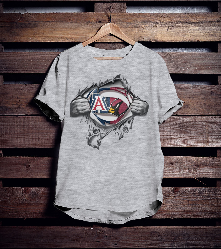 Arizona Wildcats Cardinals Superman Logo Hybrid T-Shirt