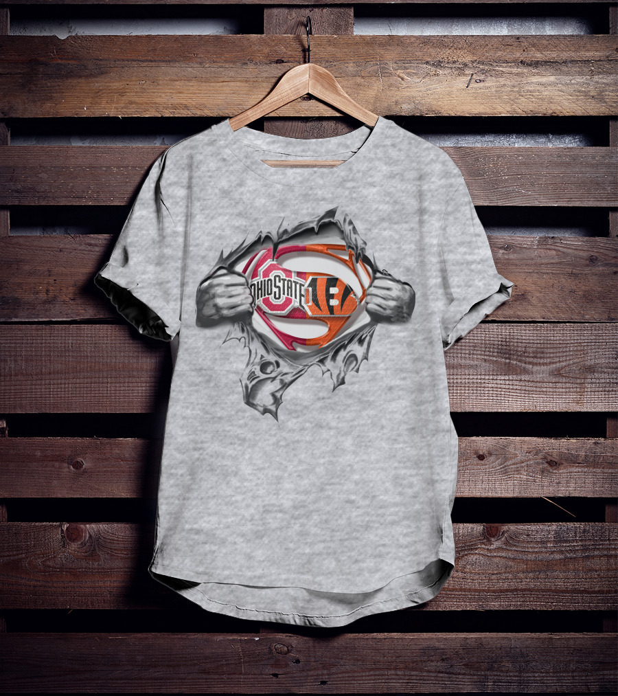 Ohio State Buckeyes Bengals Super Fan Logo Fusion T-Shirt
