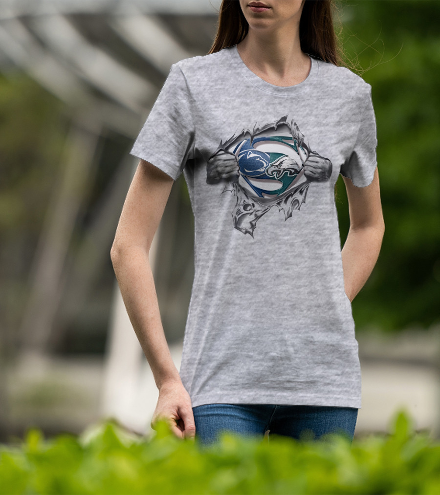 Eagles Penn State Superman Logo Rip T-Shirt