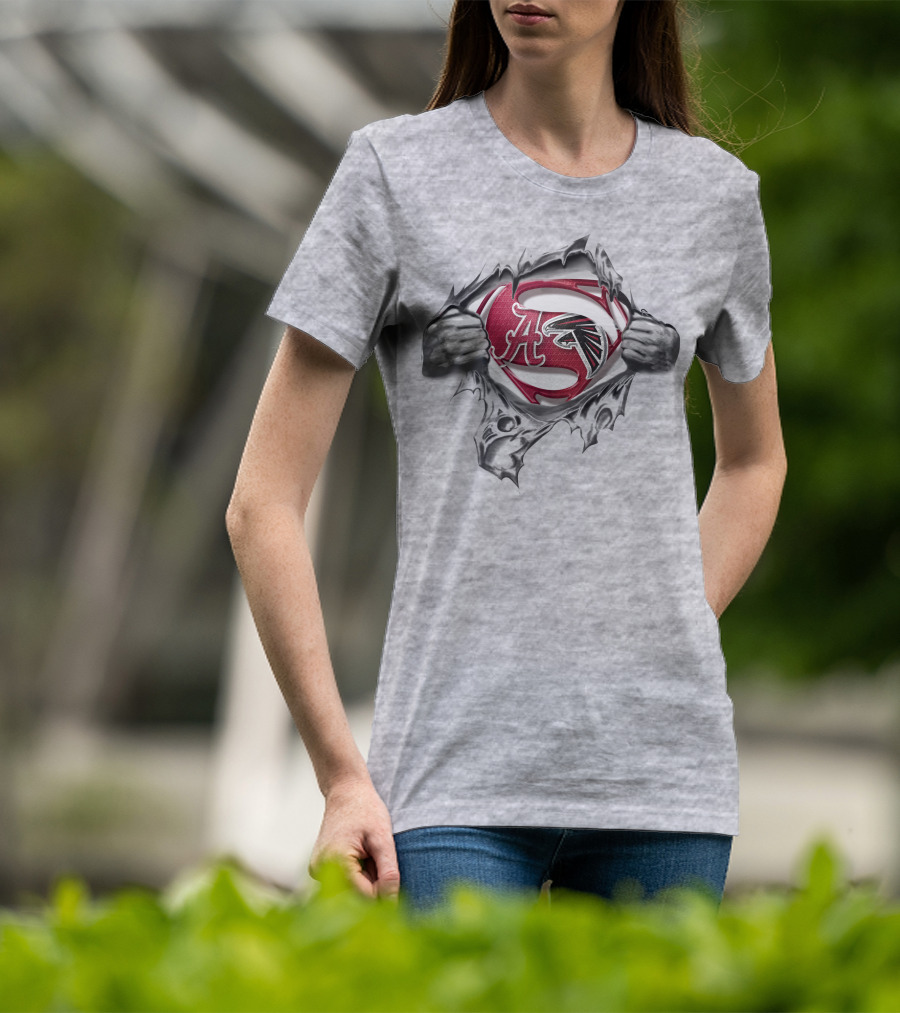Alabama Crimson Tide Atlanta Falcons Superman Logo Fusion T-Shirt