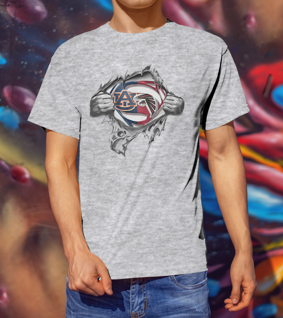 Auburn Tigers Atlanta Falcons Superman Logo Mashup T-Shirt