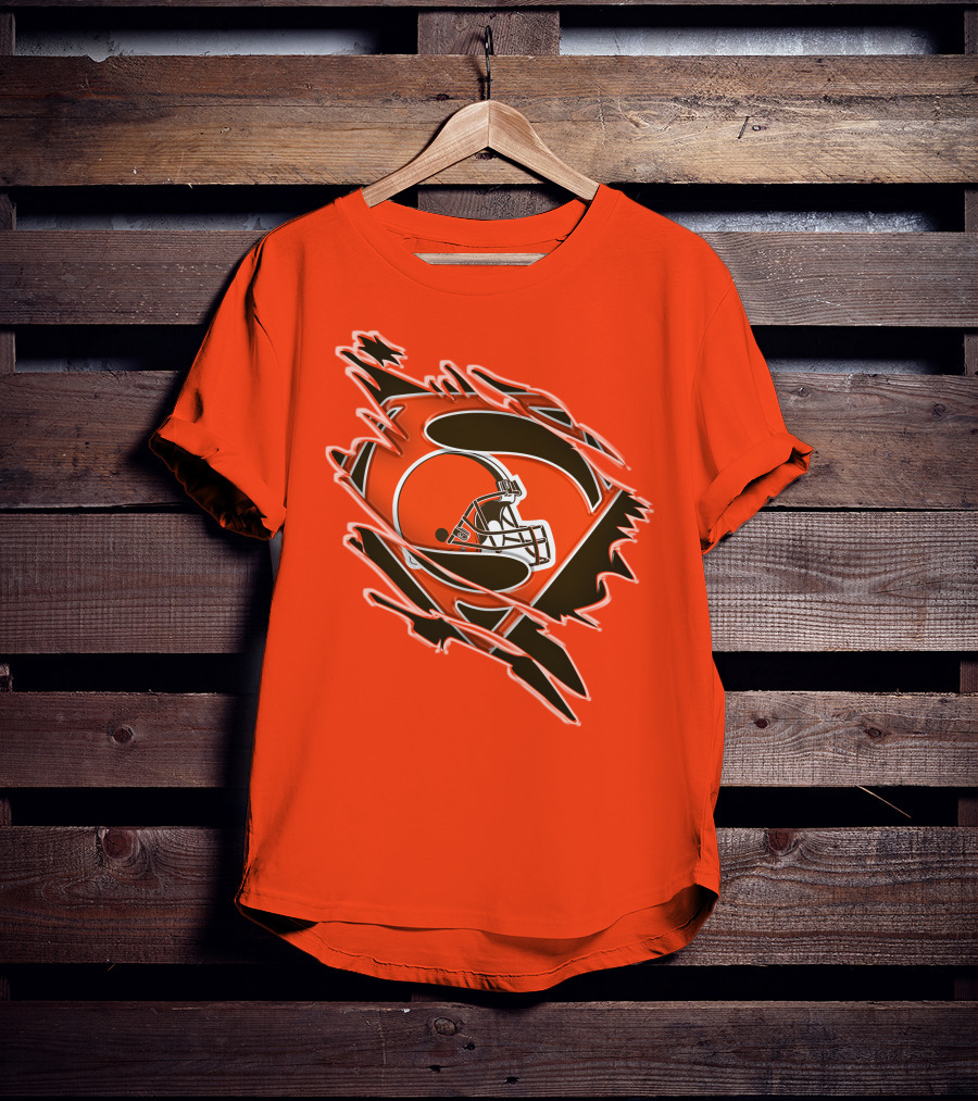 Cleveland Browns Superman Logo Helmet Icon Superhero Fan T-Shirt