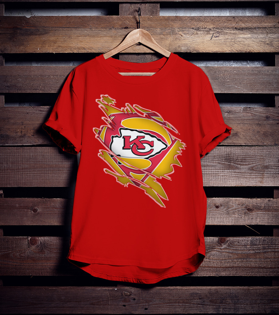 Kansas City Chiefs Super Man Logo Design Red T-Shirt