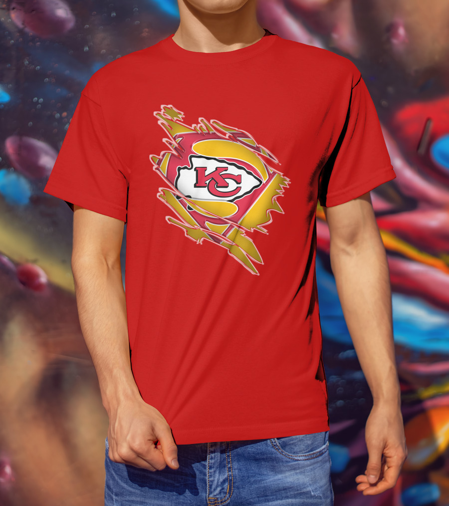 Kansas City Chiefs Super Man Logo Design Red T-Shirt