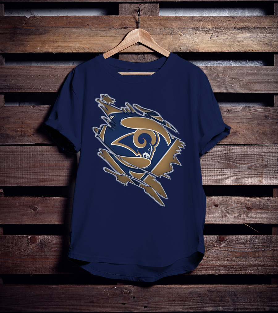 Rams Super Man Logo With Rip Effect T-Shirt
