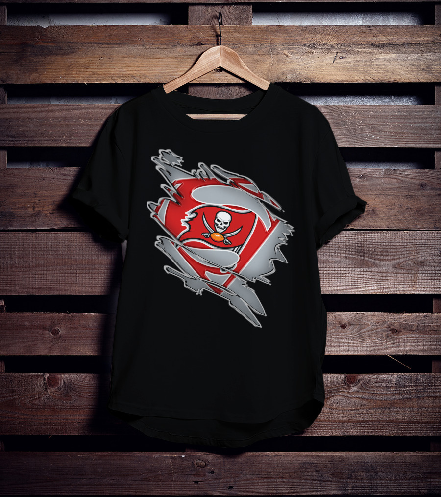 Buccaneers Super Bowl Superman Shield Logo Fusion T-Shirt