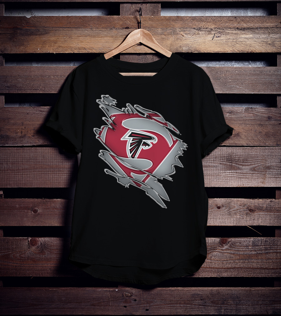 Atlanta Falcons Logo Man Of Steel Super Hero Emblem T-Shirt