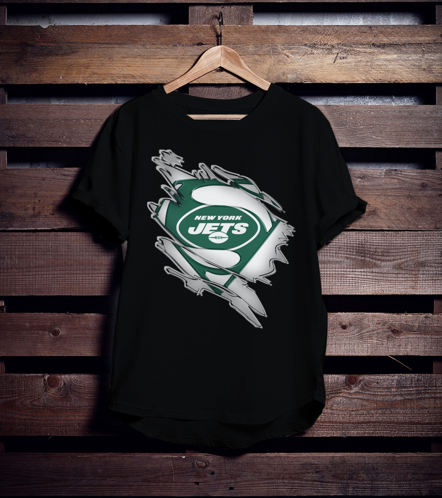 New York Jets Super Man Logo Rip T-Shirt