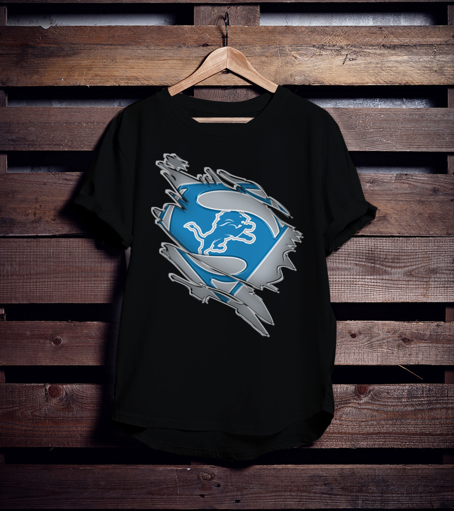 Detroit Lions Superman Logo Mashup T-Shirt