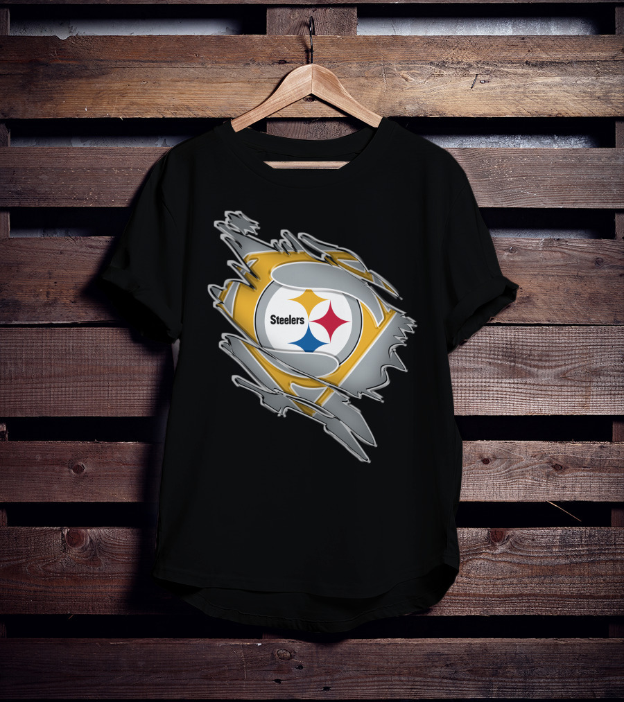 Steelers Logo Superhero Ripped T-Shirt