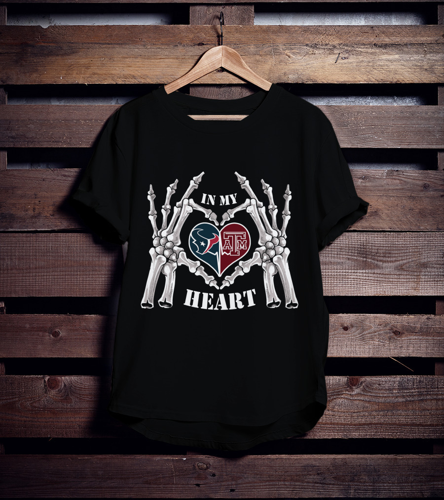 In My Heart Texans Aggies Skeleton Hands T-Shirt