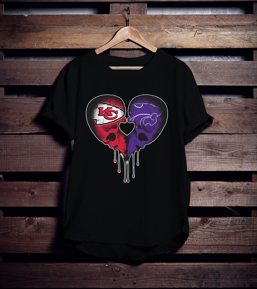 Chiefs Wildcats Heart Skulls T-Shirt