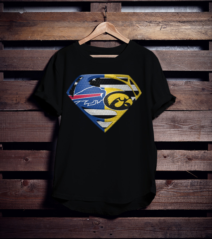 Buffalo Bills Iowa Hawkeyes Superman Logo Fusion T-Shirt