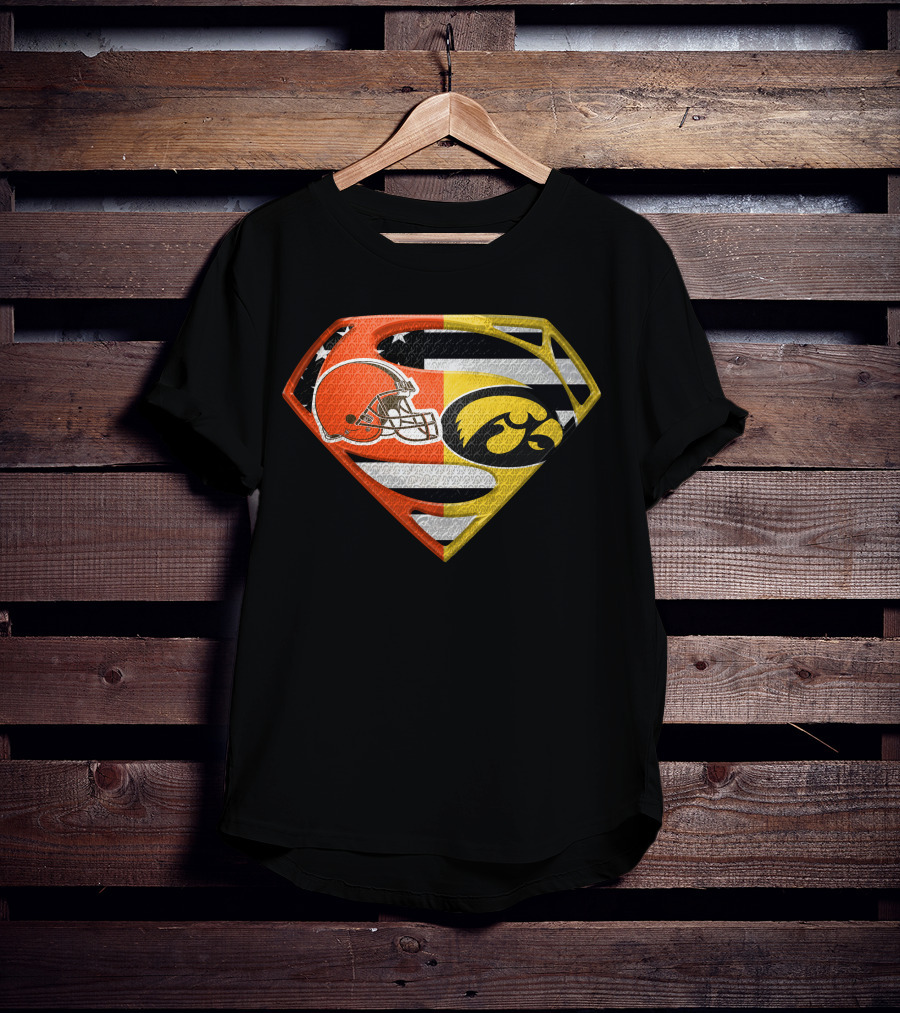 Cleveland Browns Iowa Hawkeyes Superman Logo Spm T-Shirt