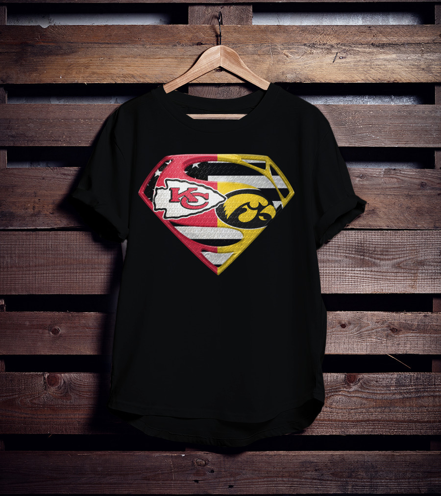 Superman Kc Chiefs Iowa Hawkeyes Flag T-Shirt
