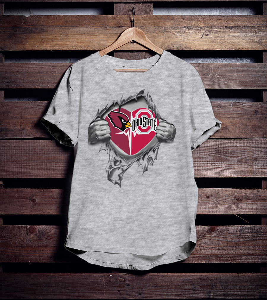 Arizona Cardinals Ohio State Buckeyes Logo Heart T-Shirt