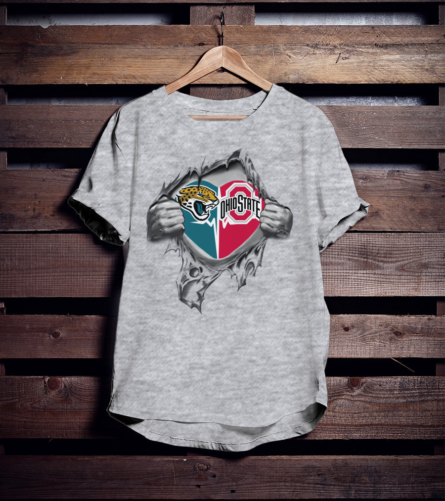 Jacksonville Jaguars Ohio State Buckeyes Heart T-Shirt