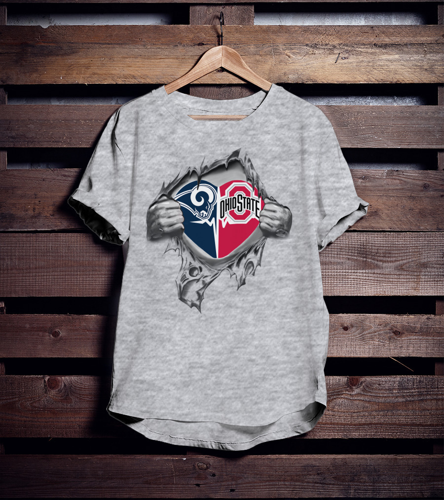 Los Angeles Rams Ohio State Buckeyes Heart T-Shirt