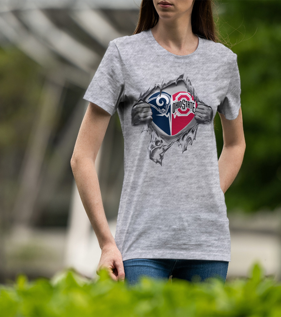 Los Angeles Rams Ohio State Buckeyes Heart T-Shirt
