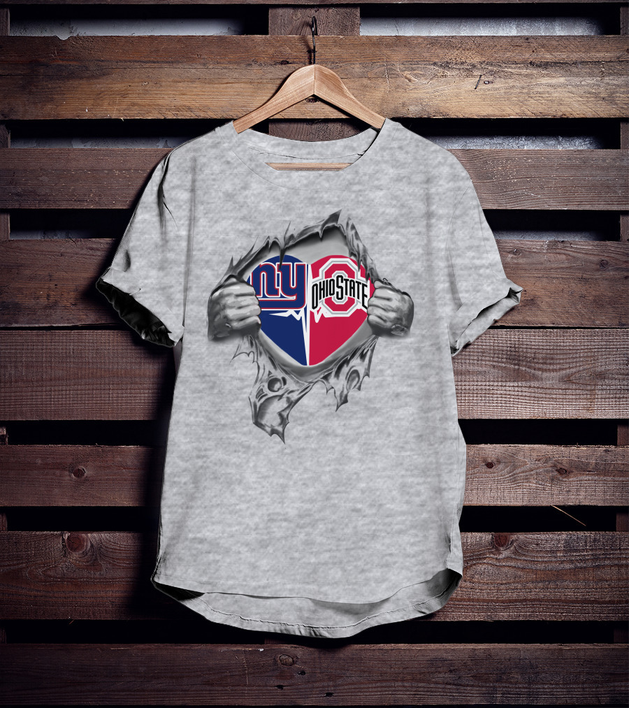 New York Giants Ohio State Buckeyes Ripped T-Shirt