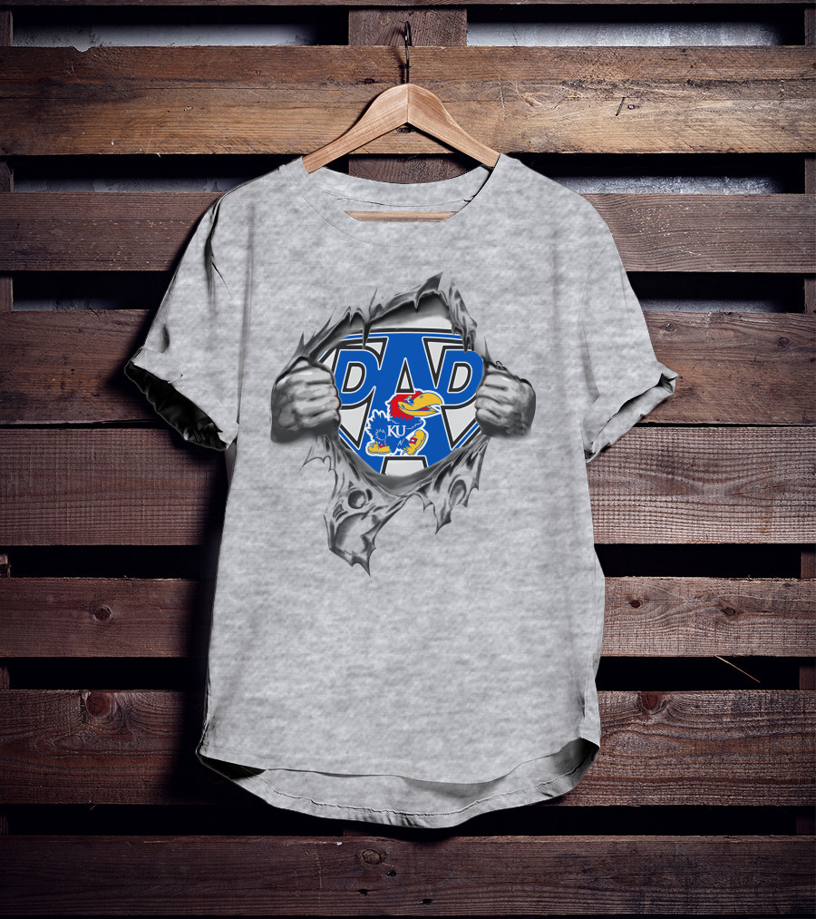 Kansas Jayhawks KU Super Dad Hero T-Shirt