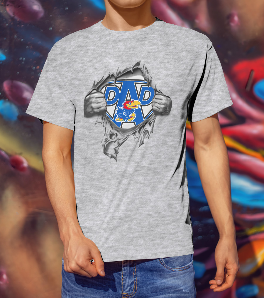 Kansas Jayhawks KU Super Dad Hero T-Shirt