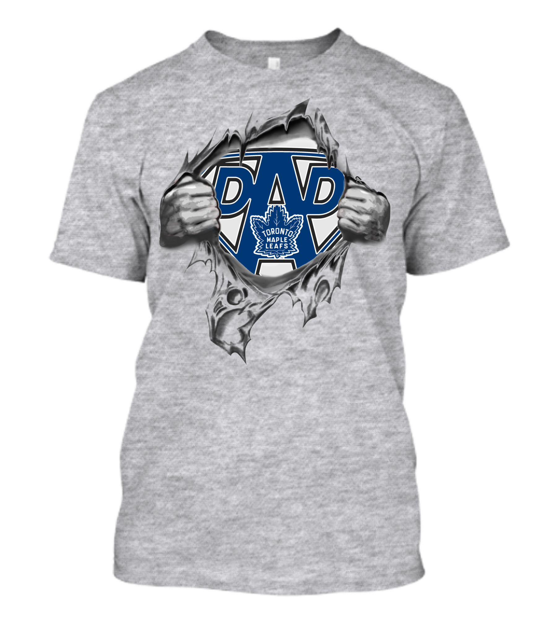 Toronto Maple Leafs Super Dad Hero Blue Maple Leaf Logo Symbol T-Shirt
