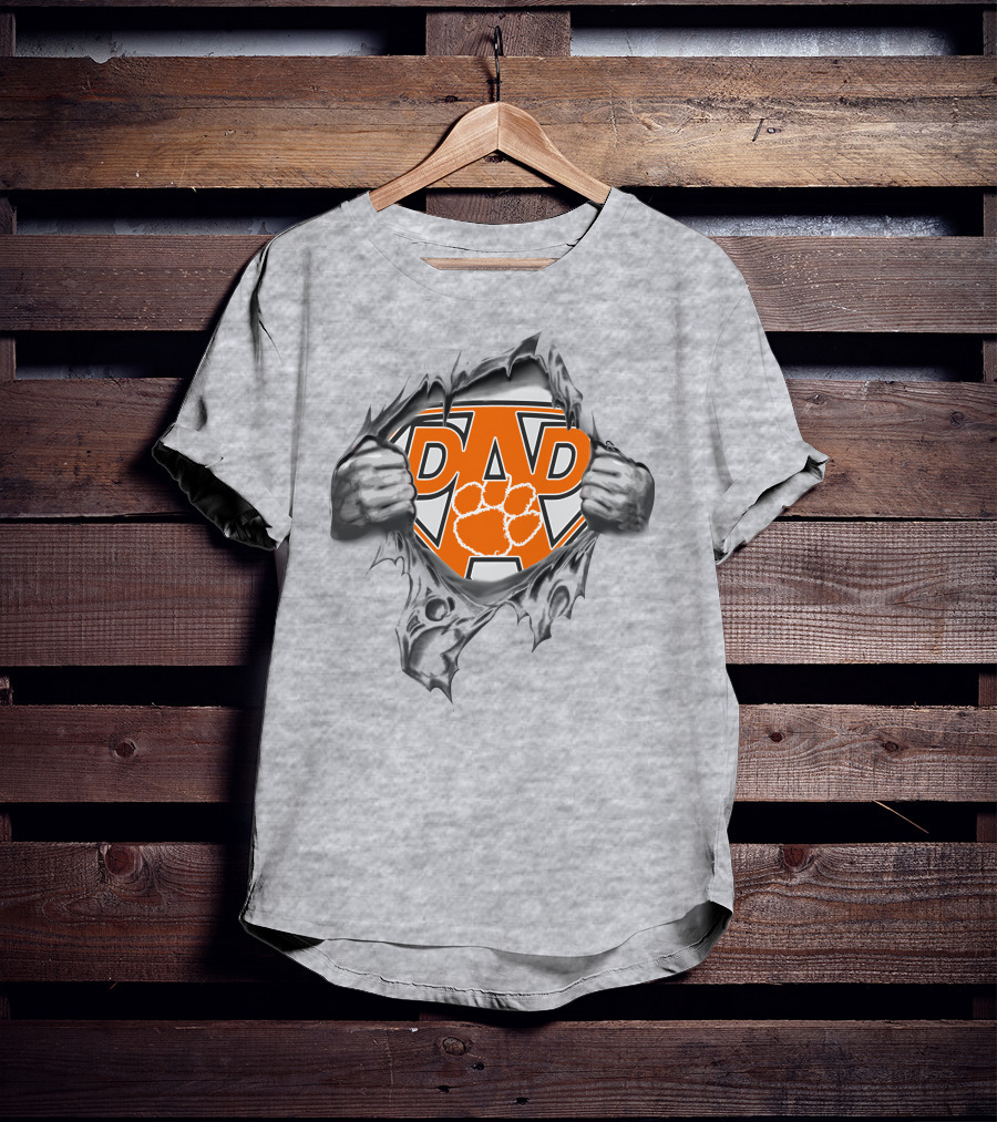 CLEMSON TIGERS Dad Superman Logo With Paw T-Shirt