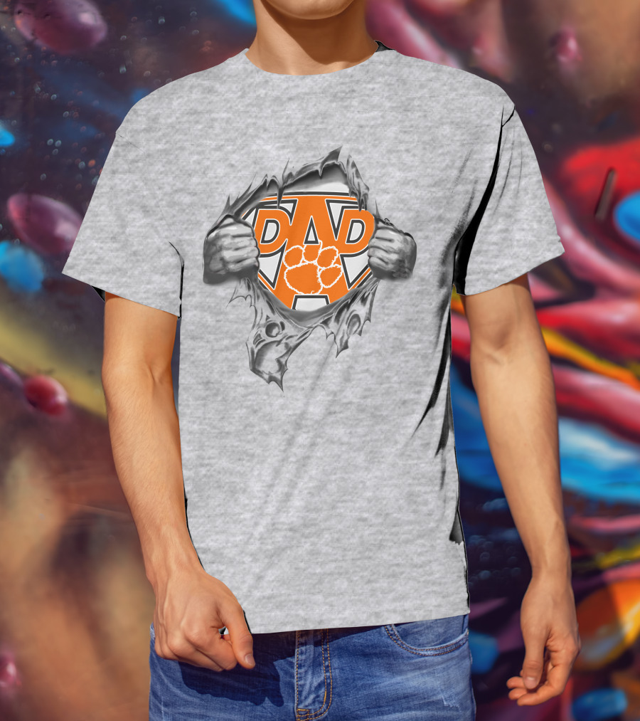 CLEMSON TIGERS Dad Superman Logo With Paw T-Shirt