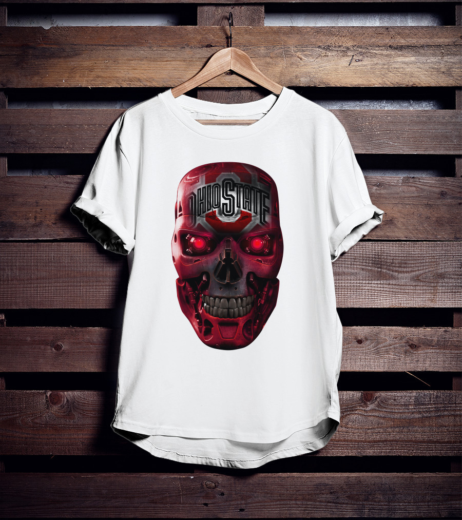 Ohio State Skull Bucks Red Robotic Face T-Shirt