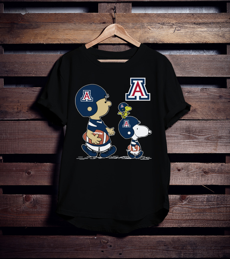 Arizona Wildcats Peanuts Snoopy Charlie Brown Woodstock Football Helmet T-Shirt