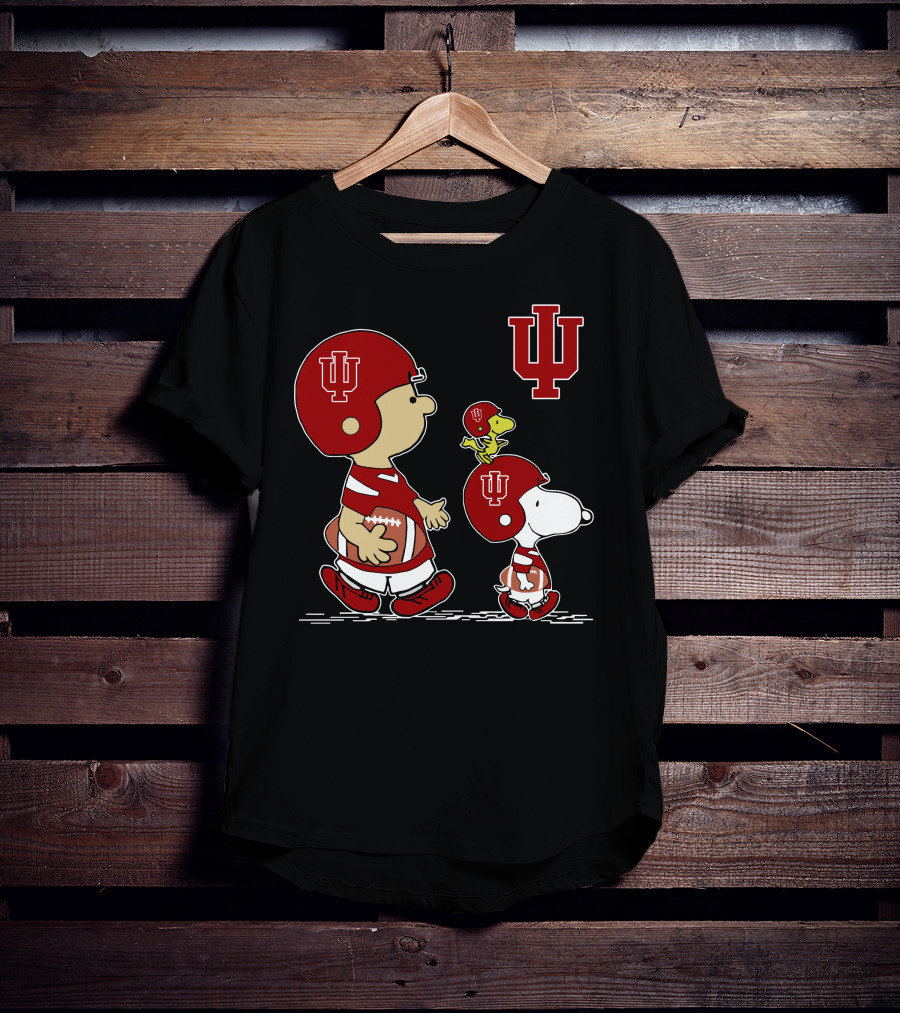 Indiana Hoosiers Football Iu Peanuts Characters Charlie Brown Snoopy Woodstock T-Shirt