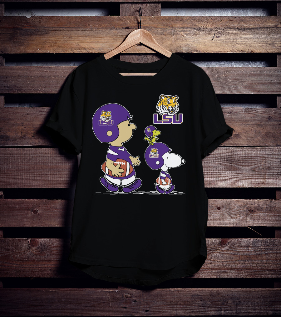 LSU Tigers Football Peanuts Characters Helmet T-Shirt