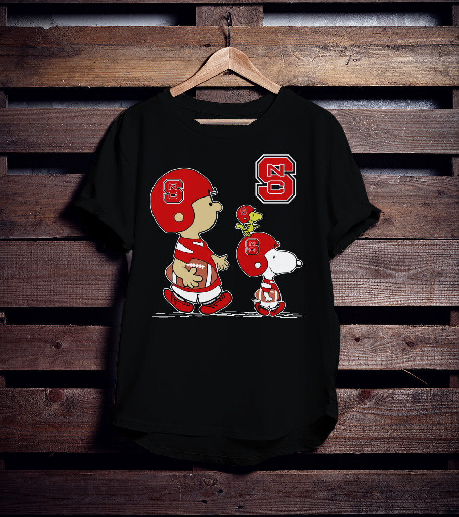 NC State Wolfpack Peanuts Football Adventure Charlie Brown Snoopy Woodstock T-Shirt