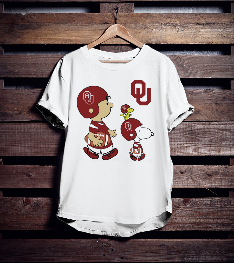 OU Sooners Football Characters With Helmets And Football T-Shirt