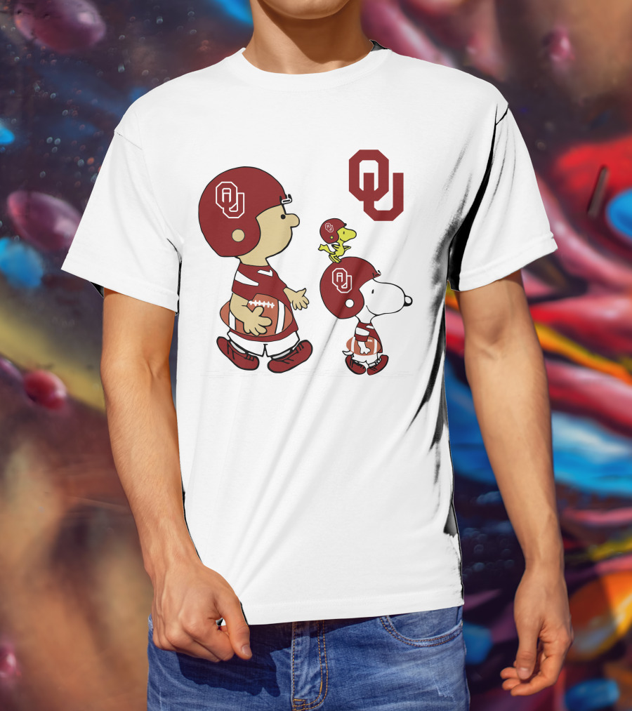 OU Sooners Football Characters With Helmets And Football T-Shirt