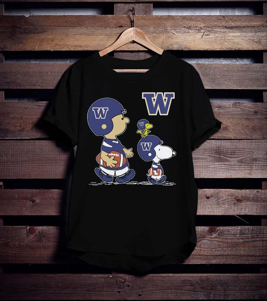 University Of Washington Huskies Peanuts Characters Football Fan Gear T-Shirt