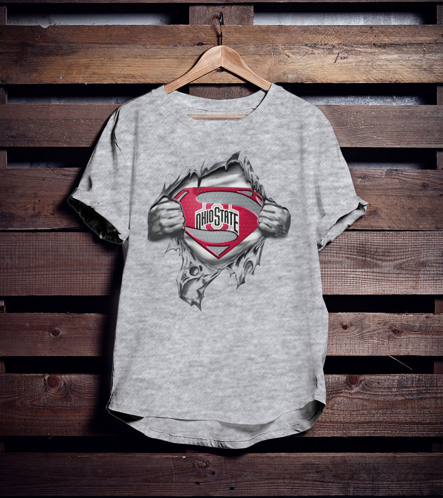 Ohio State Buckeyes Superman Logo Busting Through T-Shirt