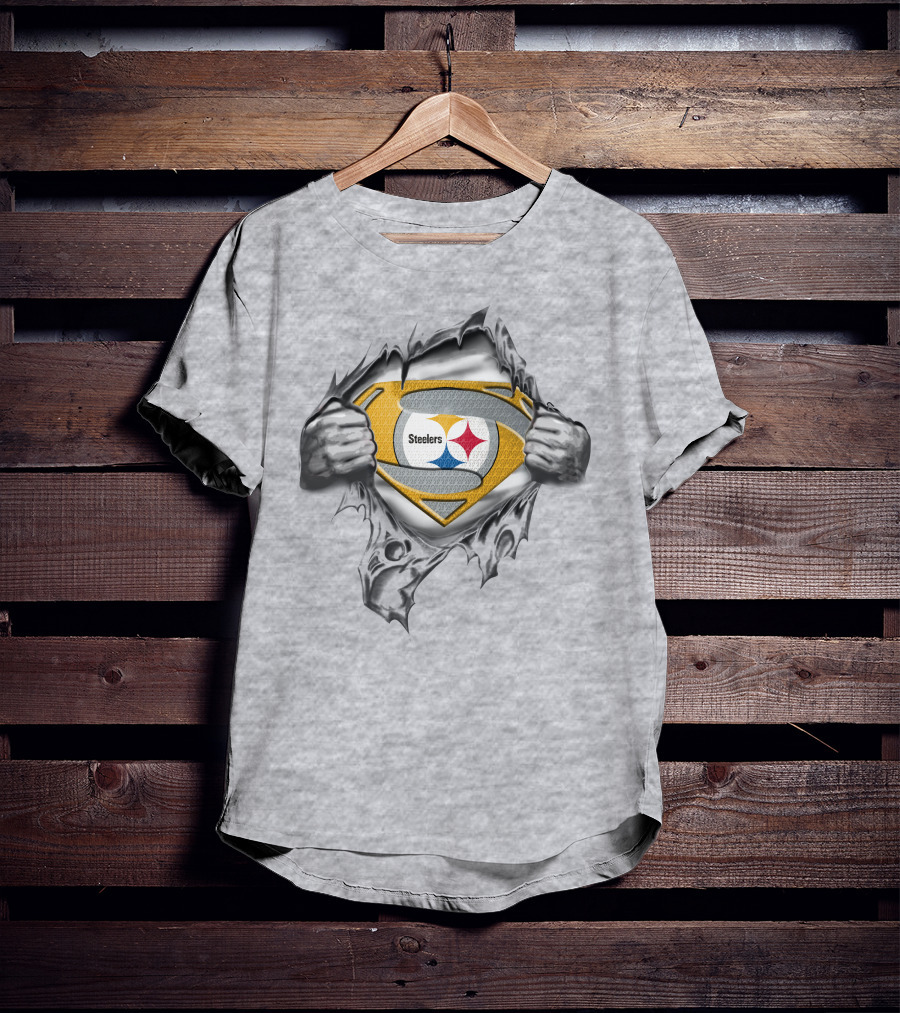 Steelers Logo Ripped Superman Shield T-Shirt