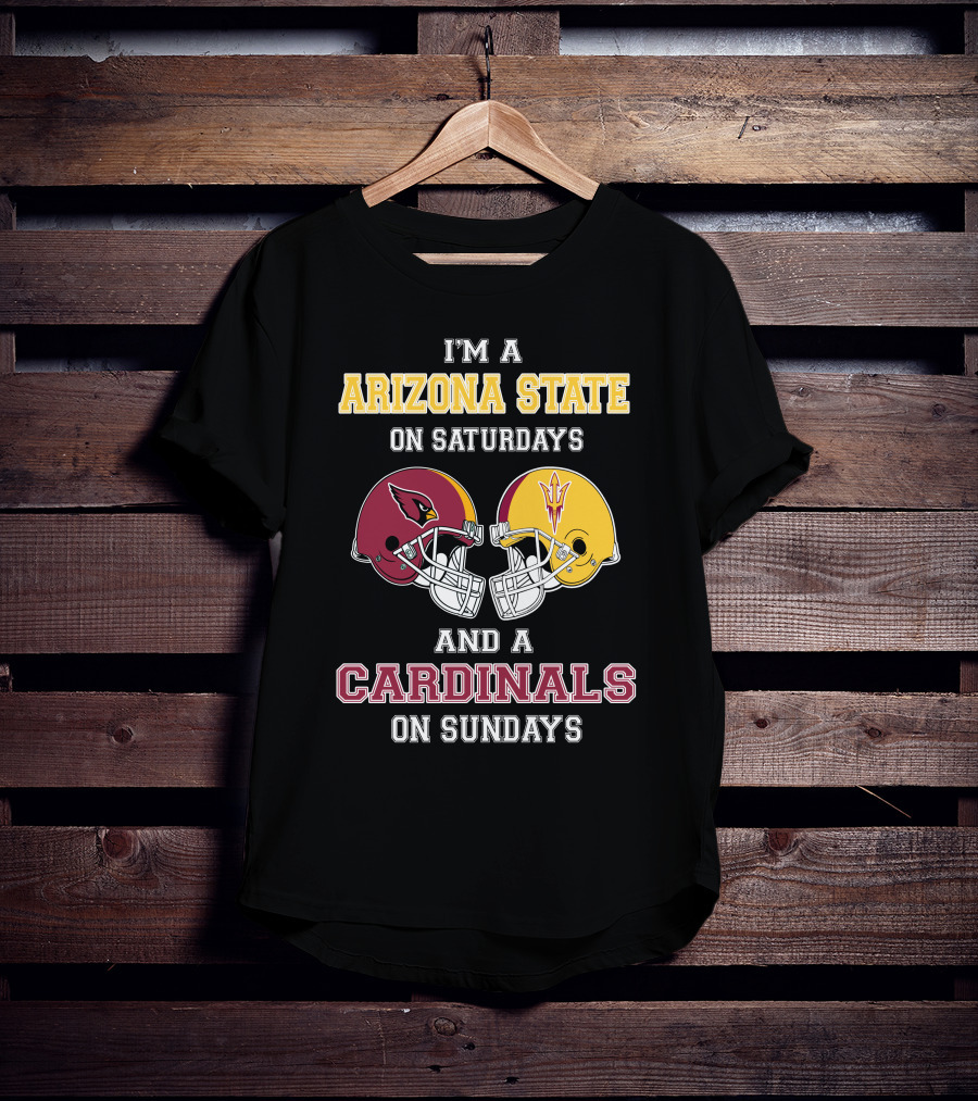 Arizona State Saturdays Cardinals Sundays Football Fan Dual Loyalty T-Shirt