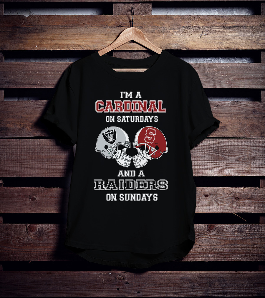 I'm A Cardinal On Saturdays And A Raiders On Sundays Helmet T-Shirt