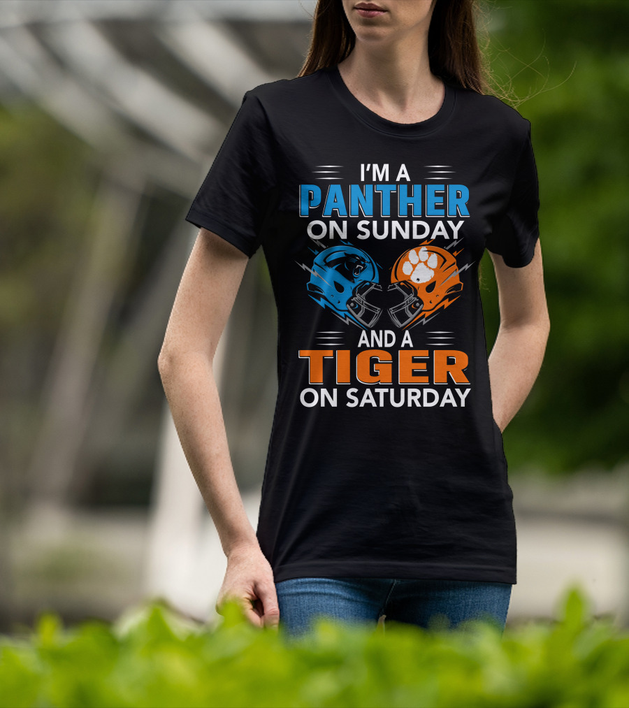 I'm A Panther On Sunday And A Tiger On Saturday Football Helmets T-Shirt
