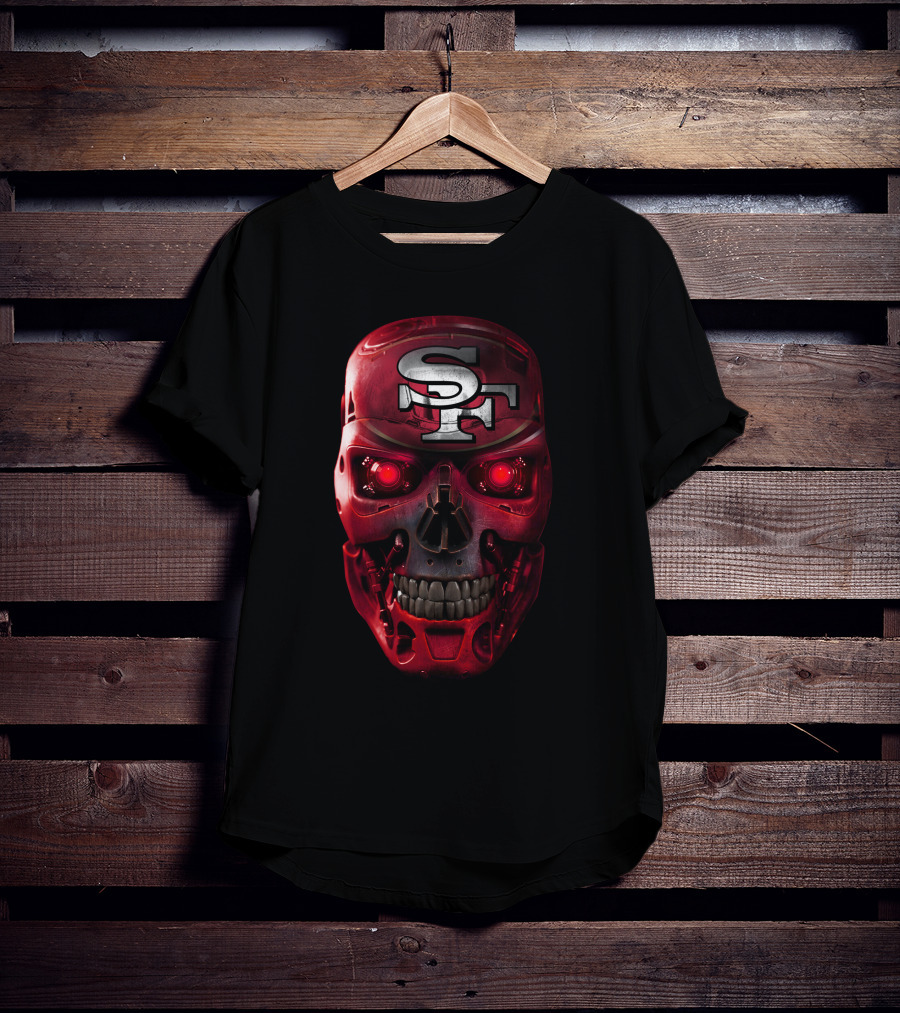 SF Skull 49ers Red Terminator Face T-Shirt