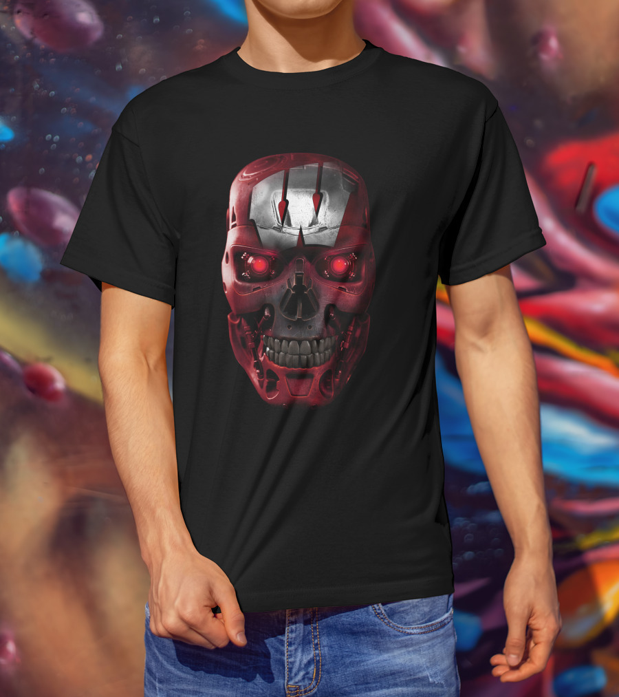 Skull Badgers Iron Man Terminator Crossover Helmet T-Shirt