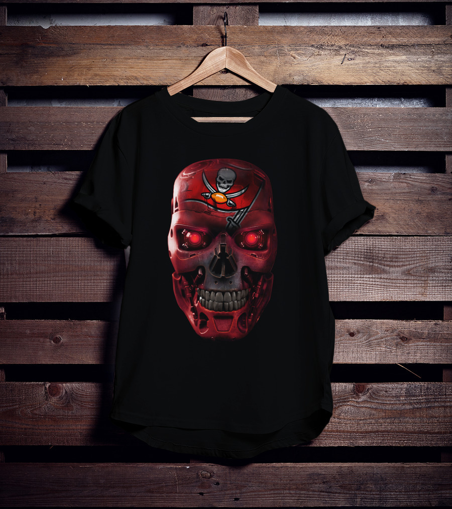 Skull Buccaneers Pirate Flag Terminator Crossover T-Shirt