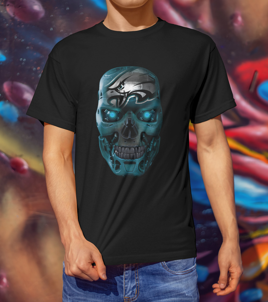 Skull Eagles Cyborg Metallic Glow T-Shirt