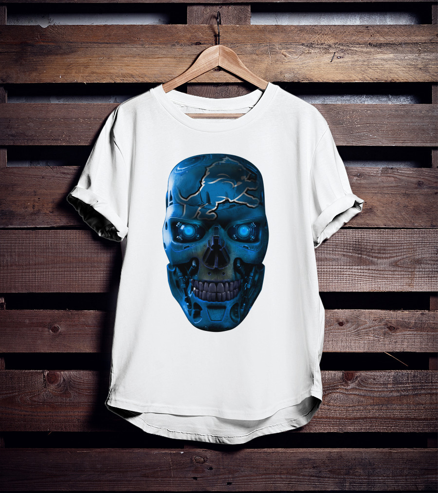 Detroit Lions Cyber Skull T-Shirt